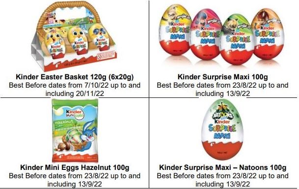 Kinder chocolate recall